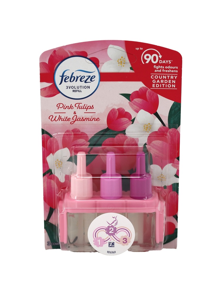 Febreze 3Volution Elektrischer Lufterfrischer Nachfüller 20ml Pink Tulipen & Weisse Jasmin