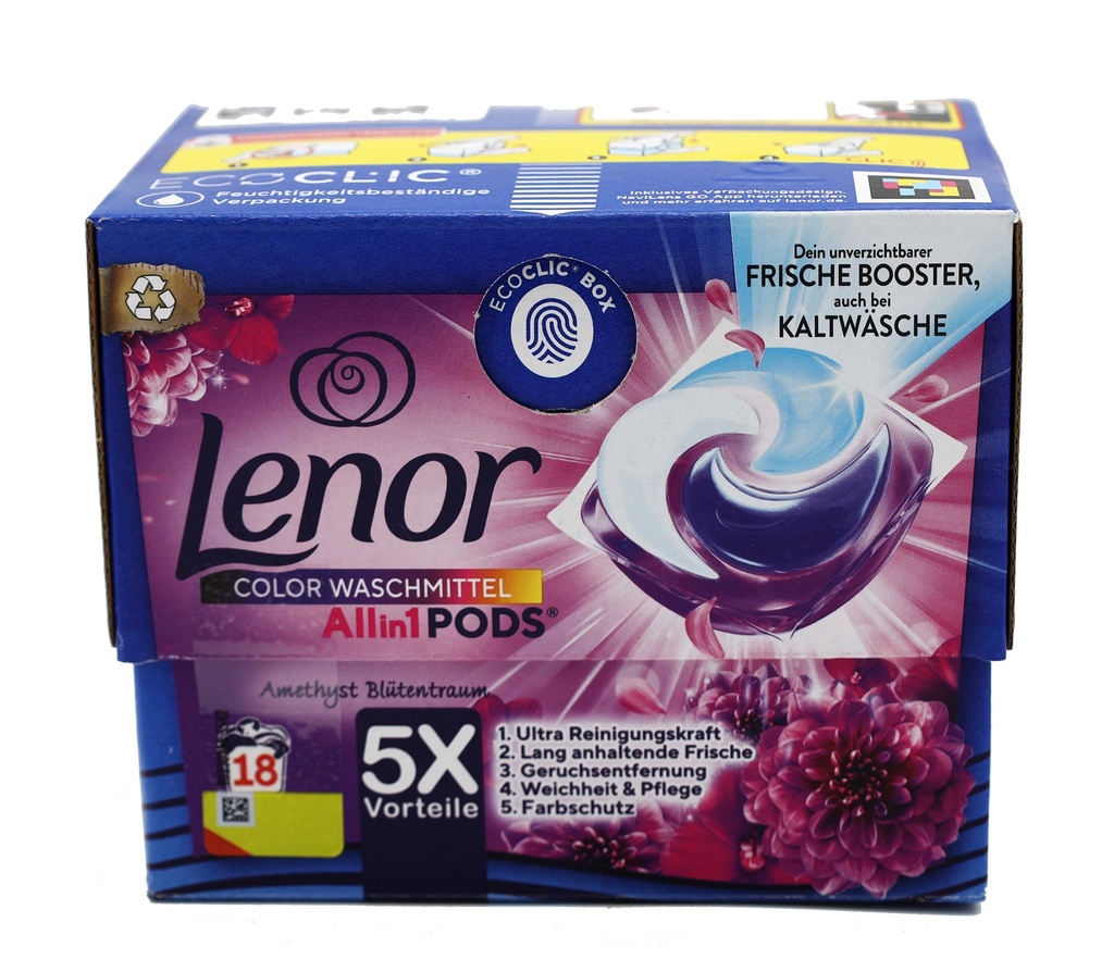 Lenor Waschmittel-Caps 18Stück All in 1 Color Amethist Flower