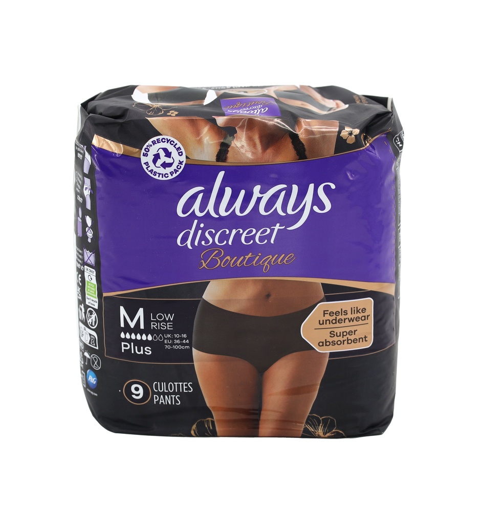 Always Discreet Inkontinenzhosen 9Stück Size Medium Boutique Black