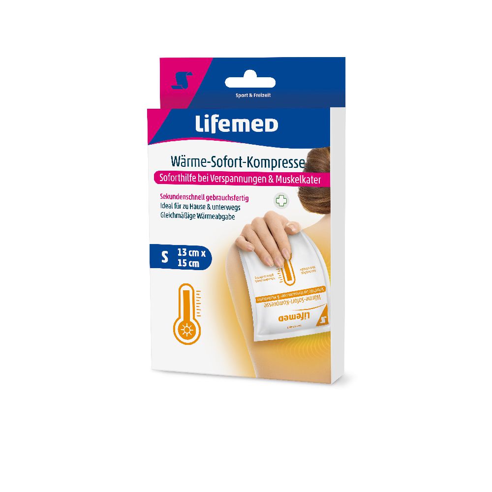 "Lifemed" Wärme-Sofort-Kompresse 15 cm x 13 cm weiss Größe S