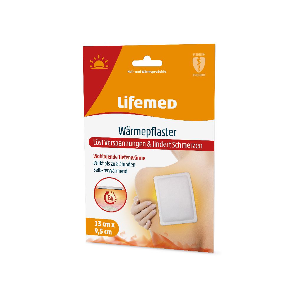 Lifemed Wärmepflaster 9,5 cm x 13 cm weiss.