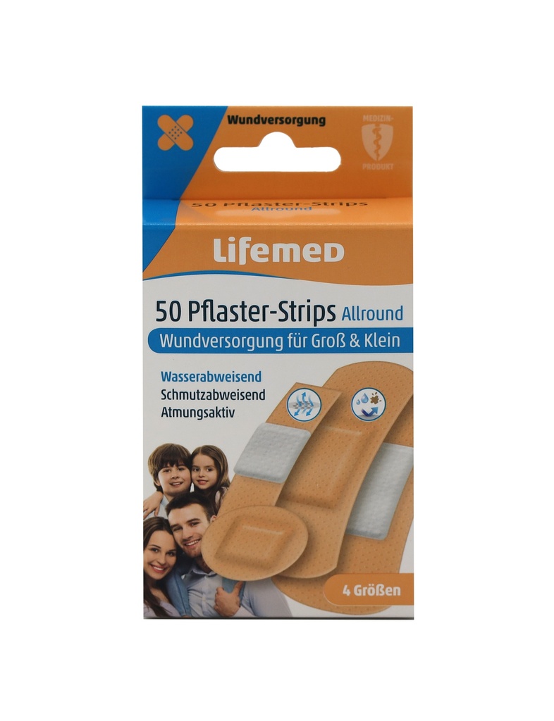 50 "Lifemed" Pflaster-Strips hautfarben "Allround" 4 Größen