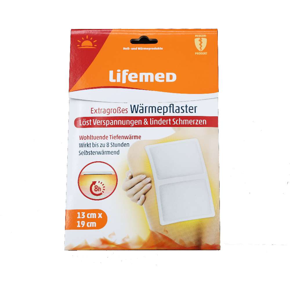 Lifemed Extragroßes Wärmepflaster 19 cm x 13 cm weiss