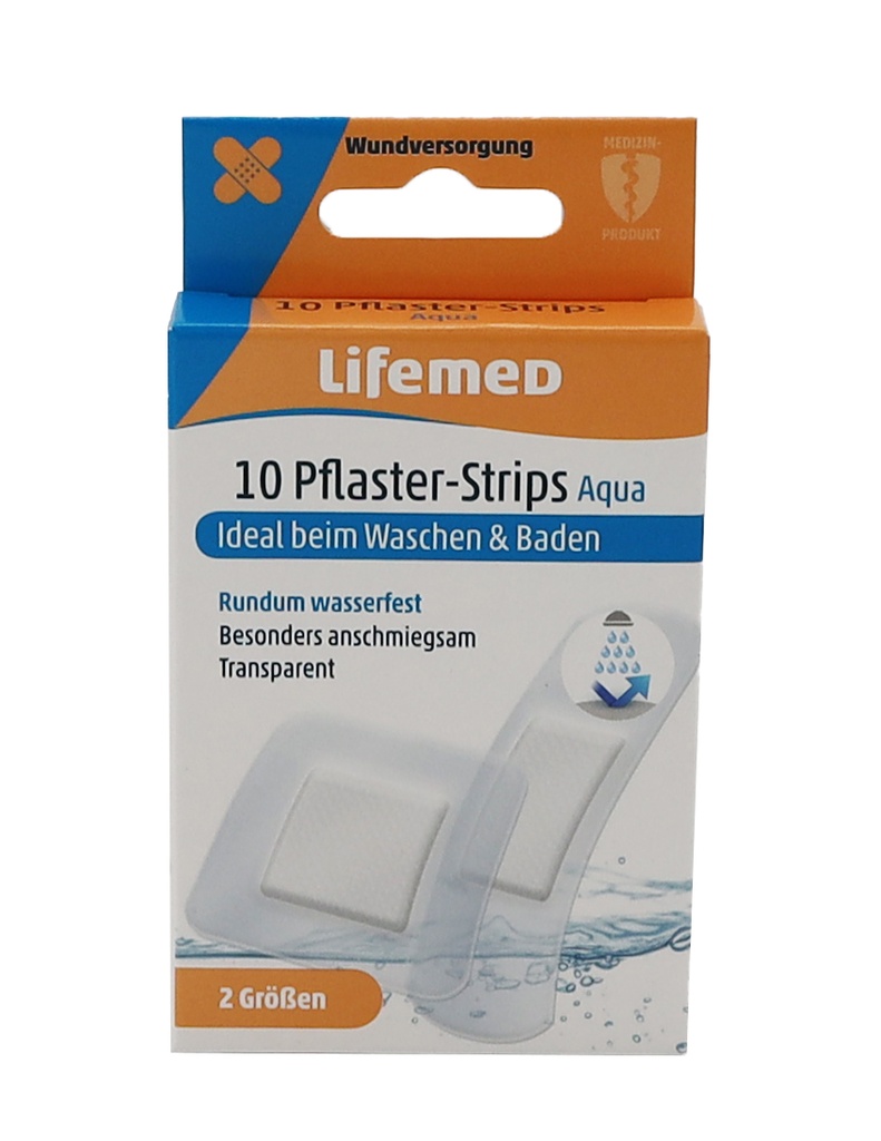 Lifemed Pflaster-Strips transparent "Aqua" 2 Größen, 10er.