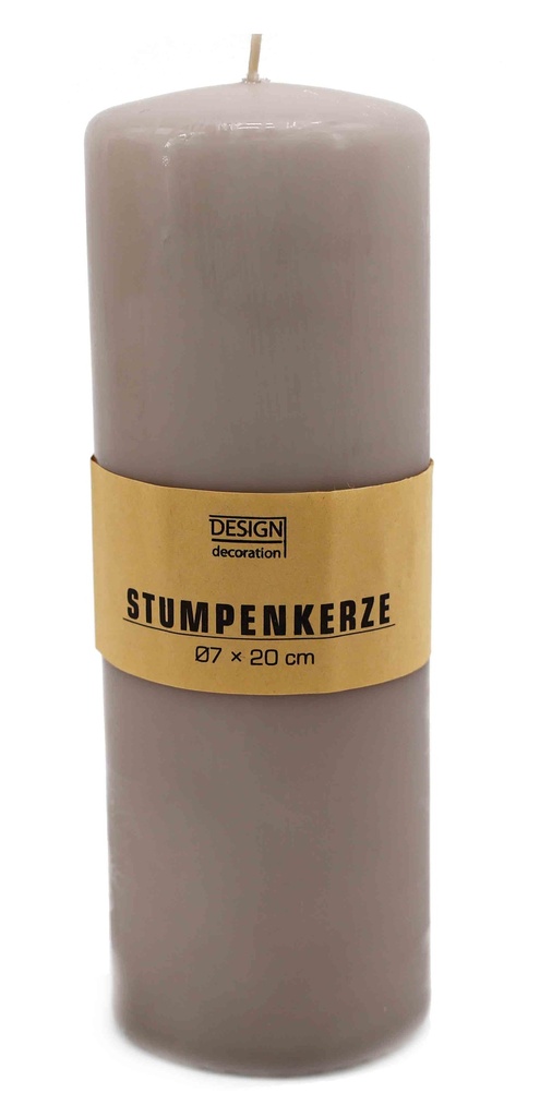 Stumpenkerze Ø 7x20 cm taupe