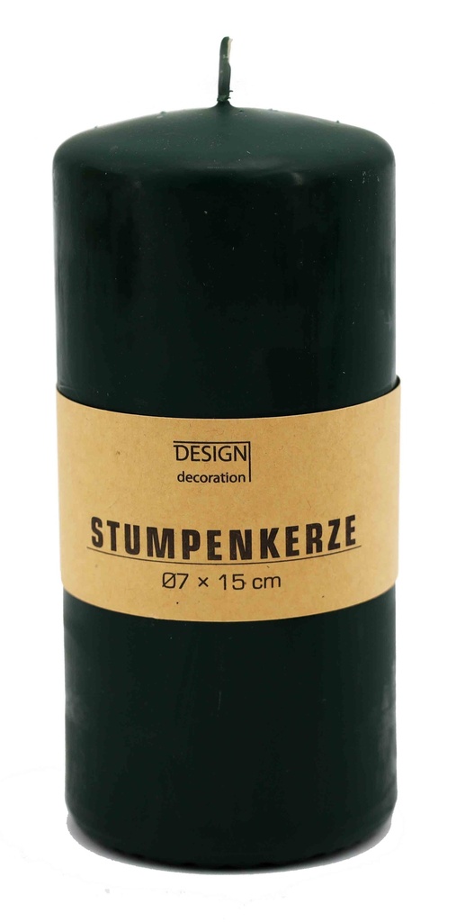 Stumpenkerze Ø 7x15 cm dunkelgrün