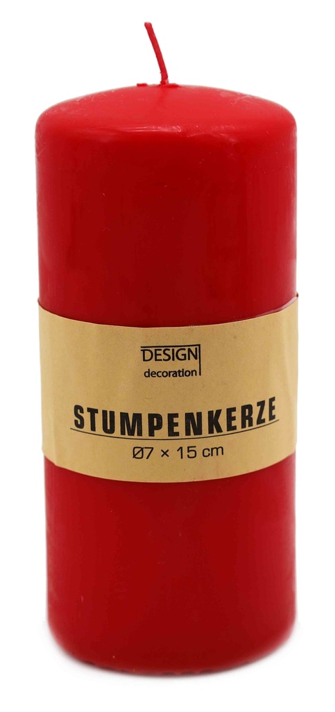 Stumpenkerze Ø 7x15 cm rot