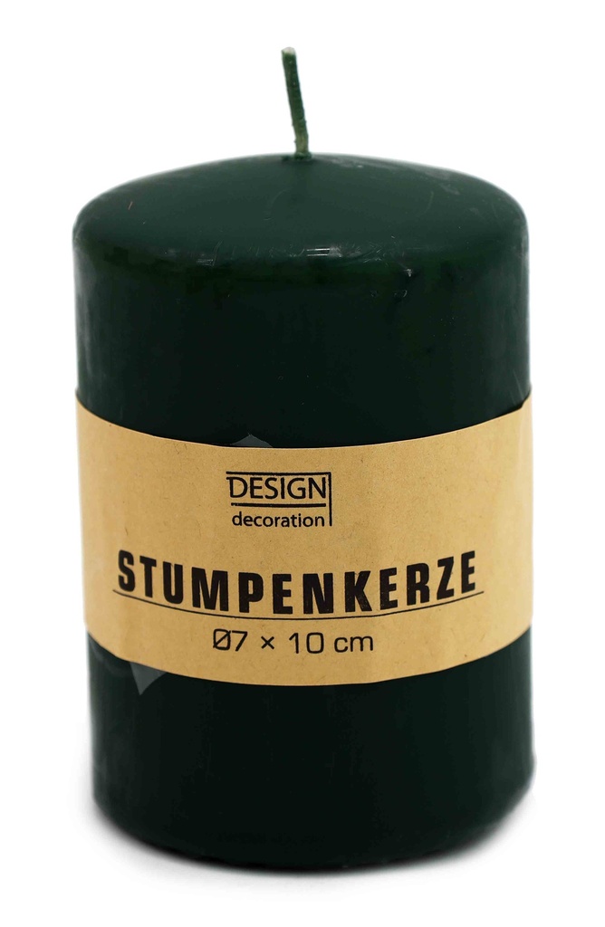 Stumpenkerze Ø 7x10 cm dunkelgrün