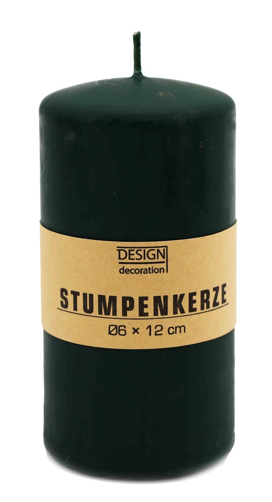 Stumpenkerze Ø 6x12 cm dunkelgrün