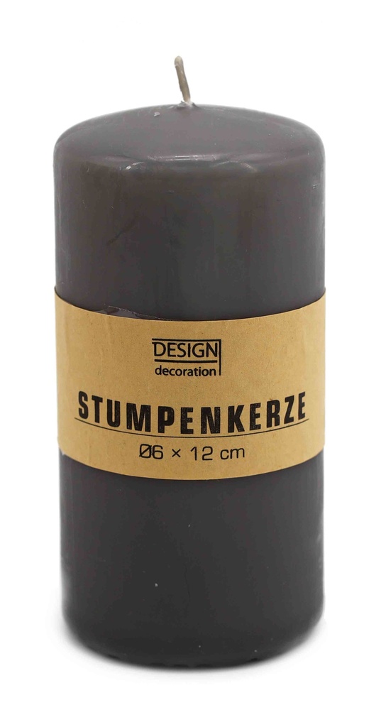 Stumpenkerze Ø 6 x 12 cm grau