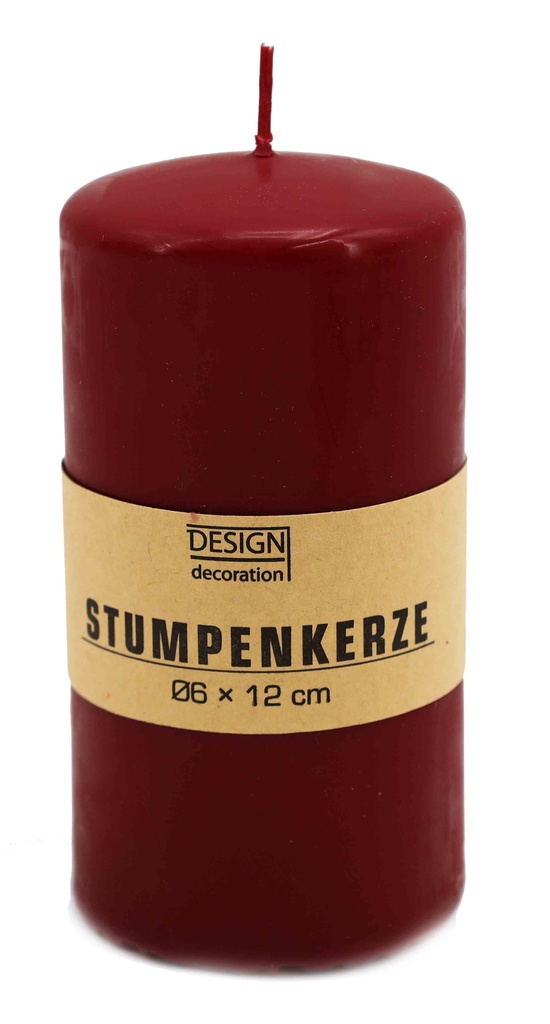 Stumpenkerze Ø 6 x 12 cm bordeaux