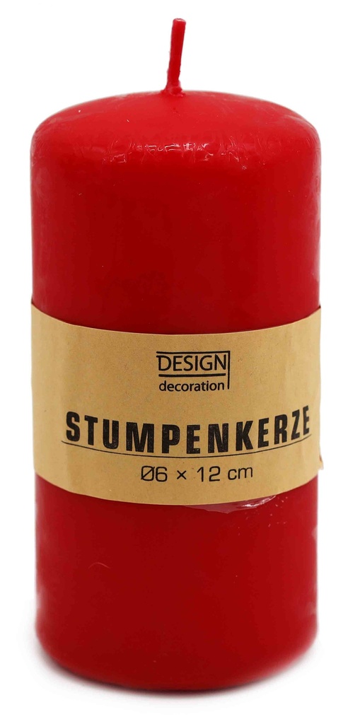 Stumpenkerze Ø 6 x 12 cm rot