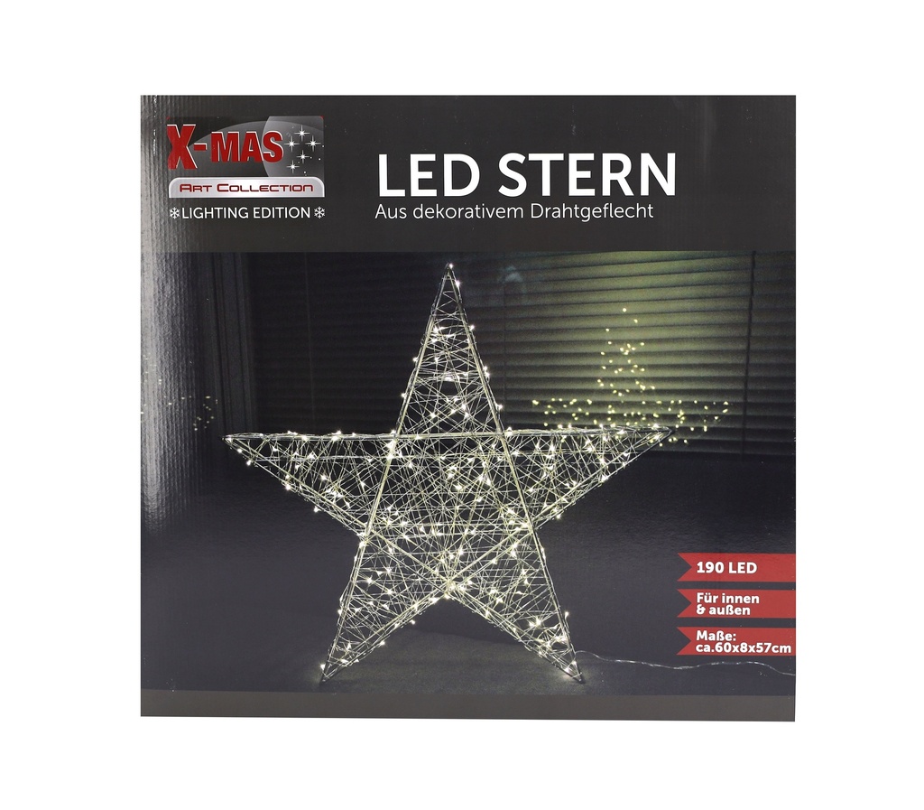 Weihnachts Stern aus Metalldraht 190 LED H x 60 cm