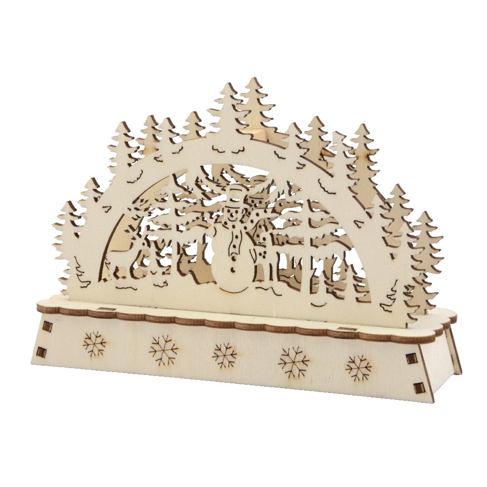 Weihnachts Holzbogen mini mit 1 LED, natur , 14,5 x 4,5 x 10,5 cm