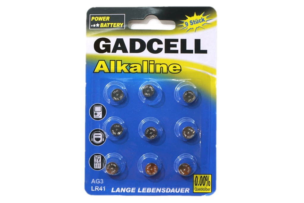 Knopfzelle Alkaline AG3 LR41 9er 