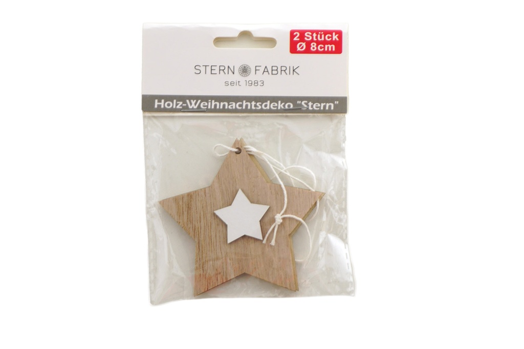 Weihnachtsdeko Holz "Stern", 2 Stk., 8cm