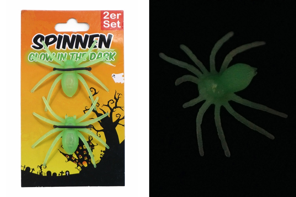 "Glow in the dark" - Spinnen, 2er Set, 8cm