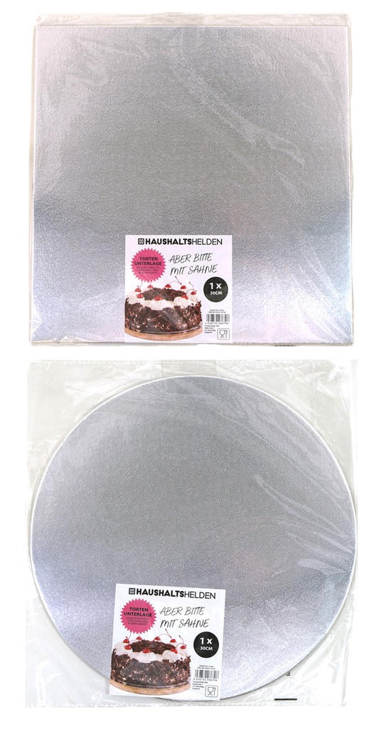 Servierplatte für Kuchen etc., rund & eckig sortiert silber 