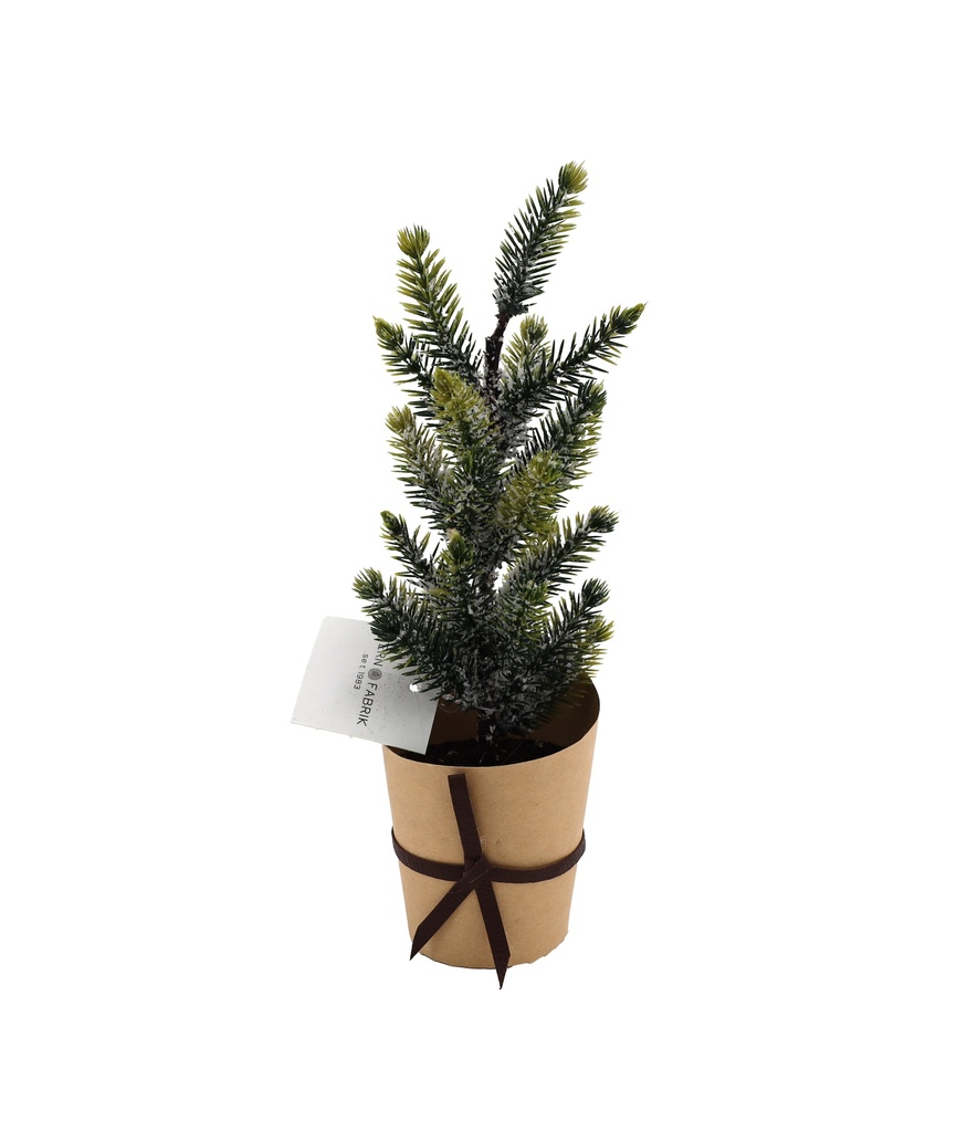 Weihnachtsdeko "Tannenbaum im Topf" mit Lederschleife, 17x7cm