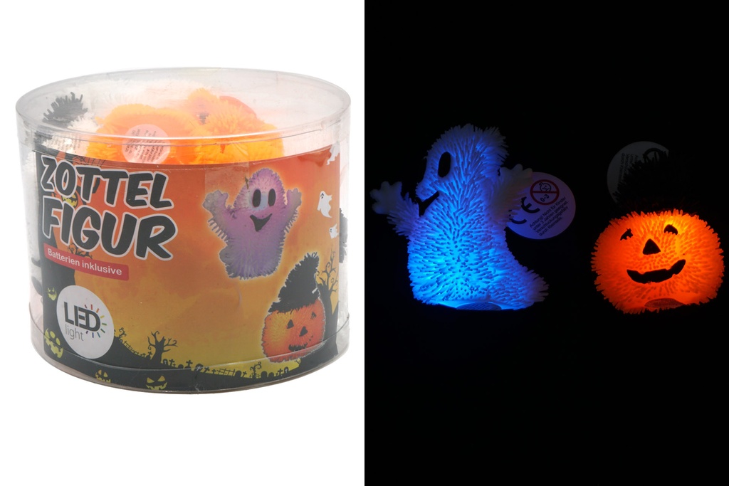 Zottel Halloween "Geist oder Kürbis", 8x6x6cm LED