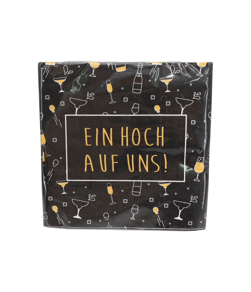 Servietten Silvester "EIN HOCH AUF UNS!" 33x33cm, ¼ Falz, 3-lagig, 20er Pack