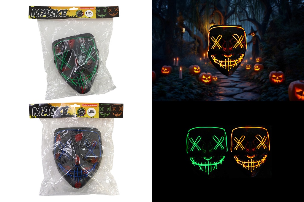 LED Halloween Maske "XX Men", 21x17cm