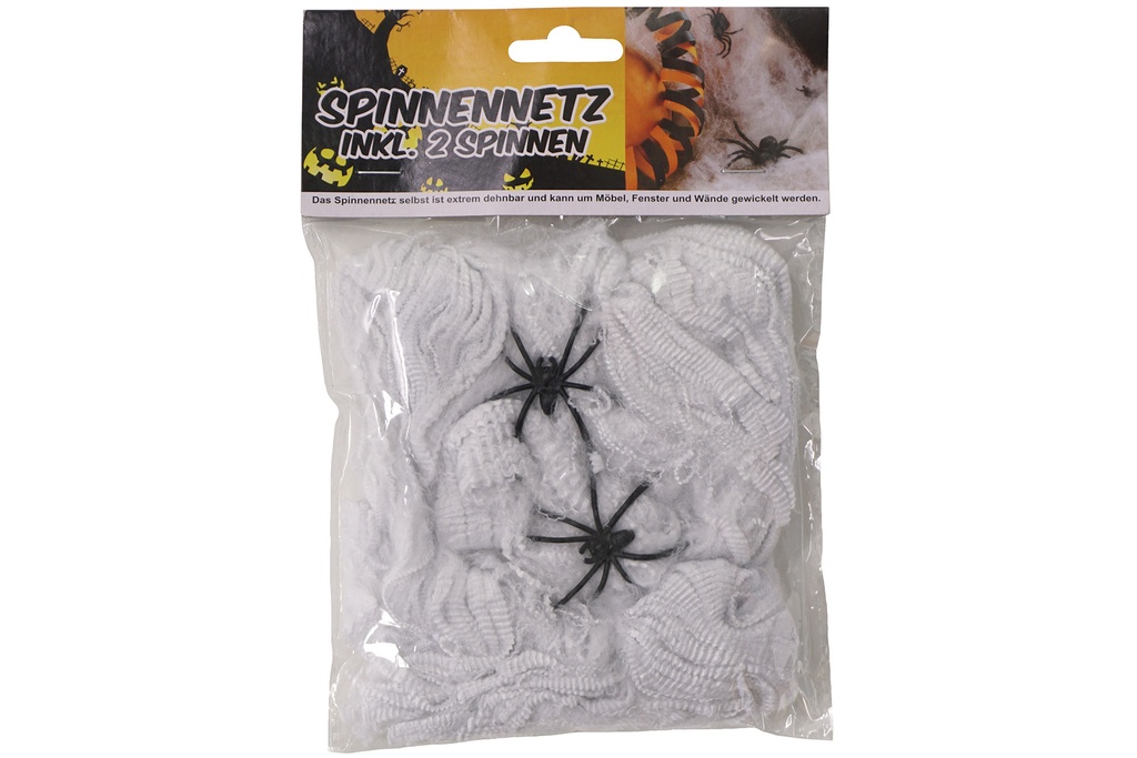 Halloween Dekoration "Spinnennetz inkl. 2 Spinnen", 35g