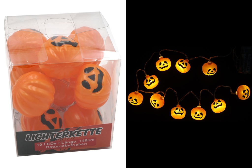 LED Lichterkette "Halloween Kürbis", 10 LEDs