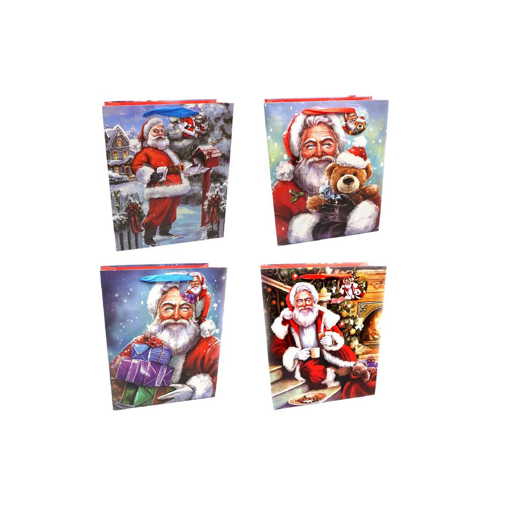 Geschenktüte Weihnachten "Glitter Santa" 26x32x12cm