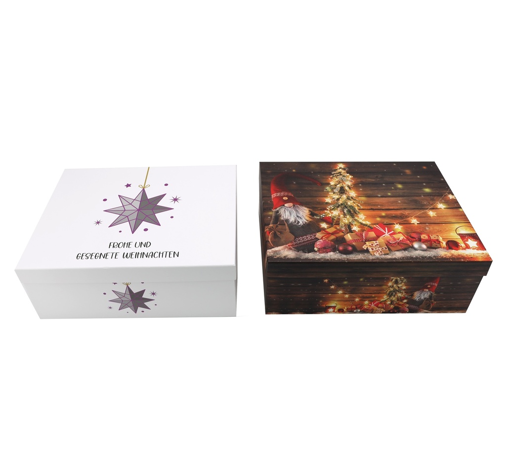 Geschenkboxen 13er-Set (13 Größen), mit Weihnachtsprint A, 2 Designs