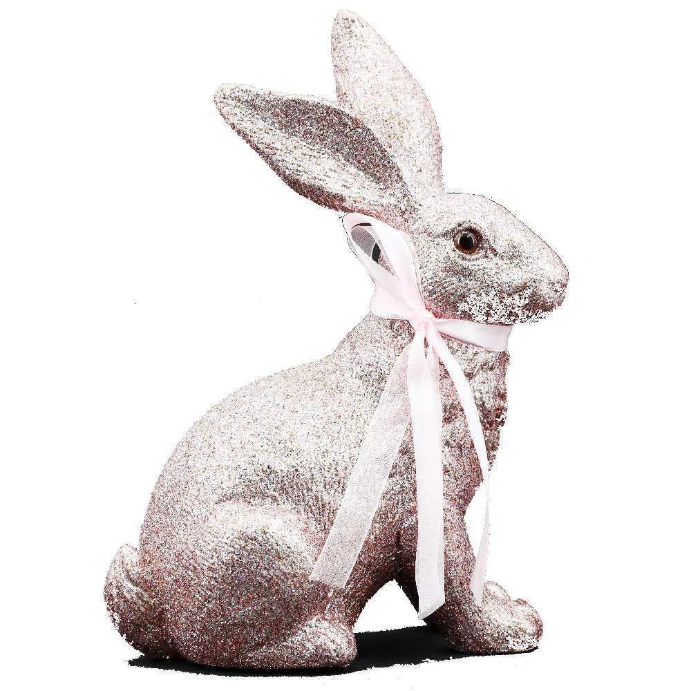 Hase mit Glitter aus Kunststoff XL Pink/Rosa 19x24x9cm