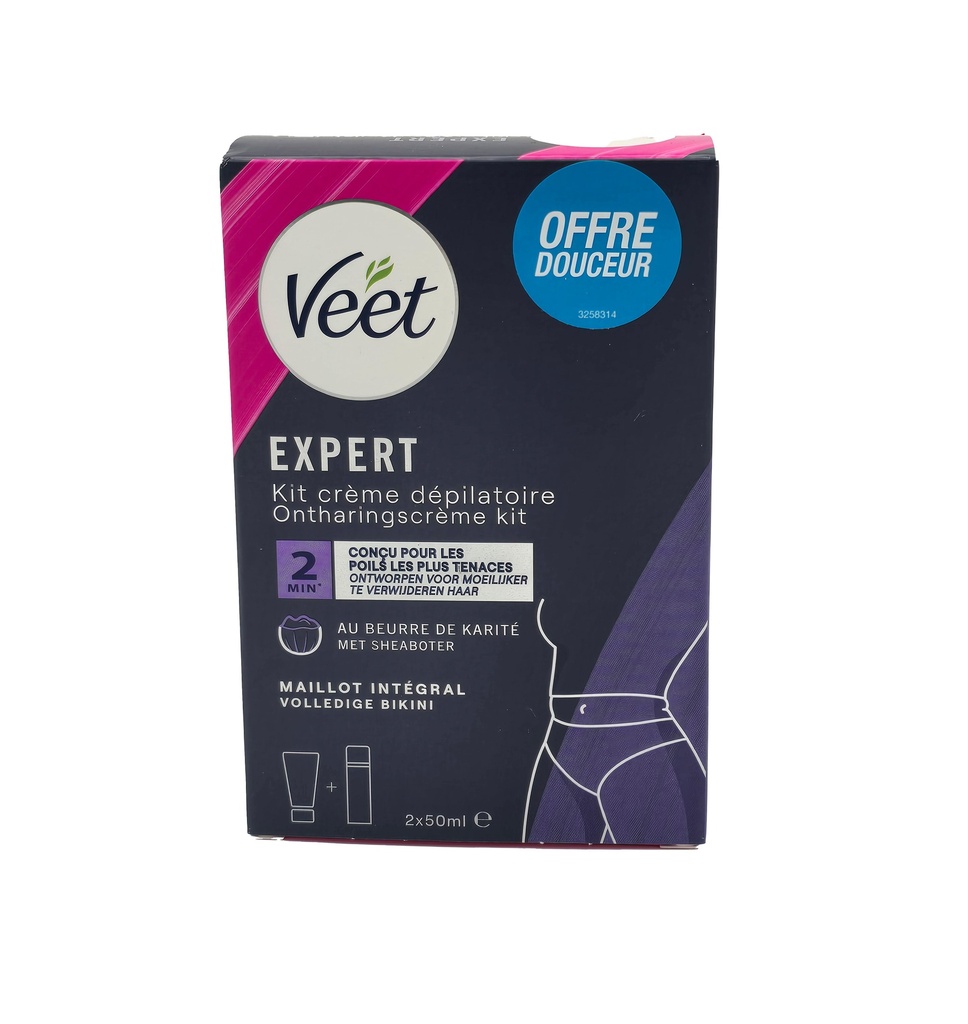 Veet Expert Haarentfernungs-Set Intimbereich & Multi-Benefit-Schaum (2x50 ml), 100 ml