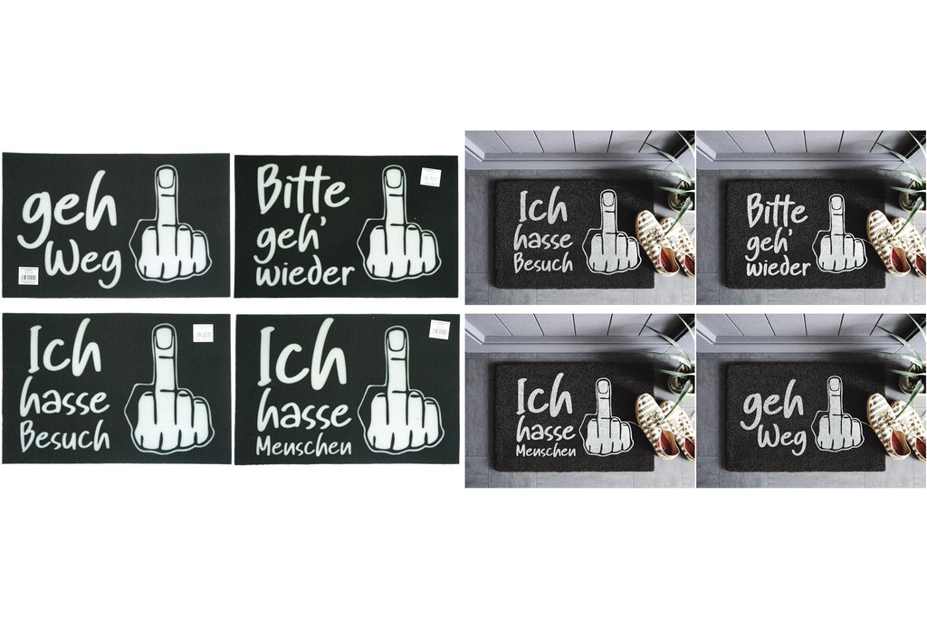 Schmutzfangmatte "Mittelfinger", 40x60cm, 4 Designs Varianten