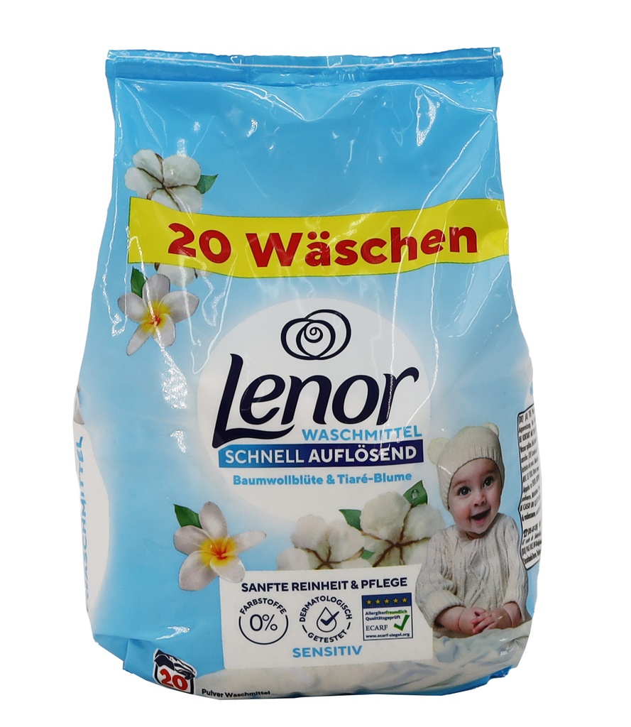 Lenor Waschpulver BABY 1,2kg Sensitive Baumwolle & Tiare Flowers 20WL