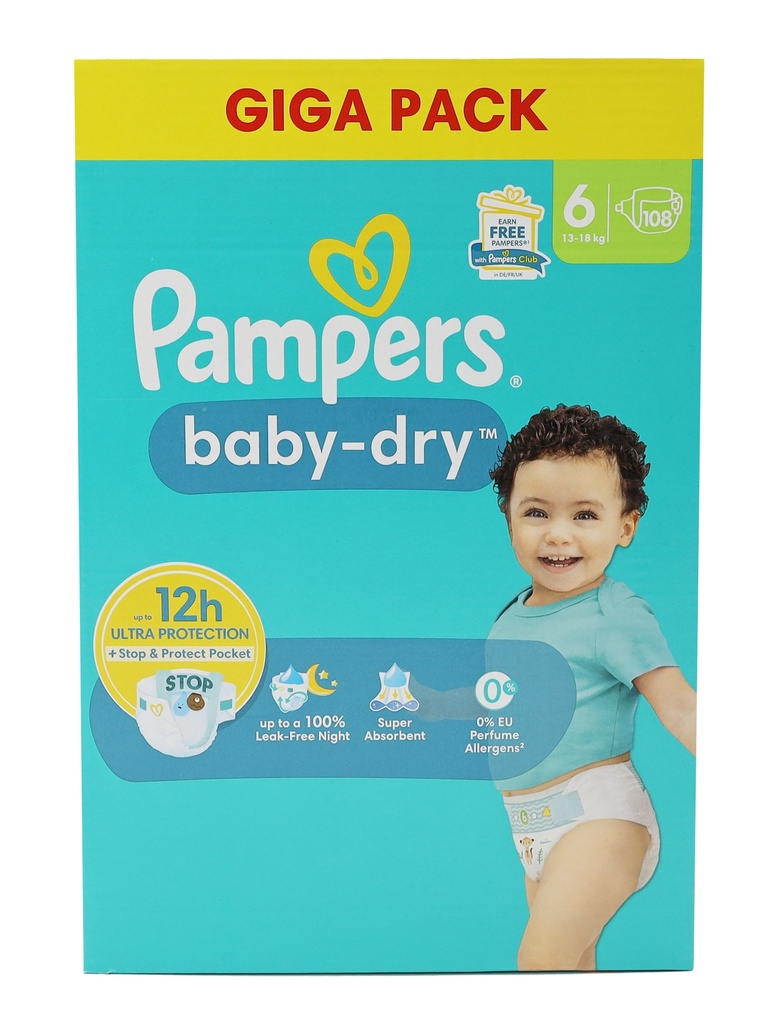 Pampers Baby Dry Windeln 108 Stück Size 6 (13-18kg)