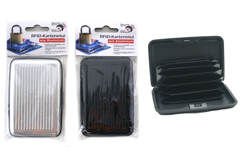 RFID-Blocking Kartenetui aus Aluminium, 2 Farben, 11x7,5cm