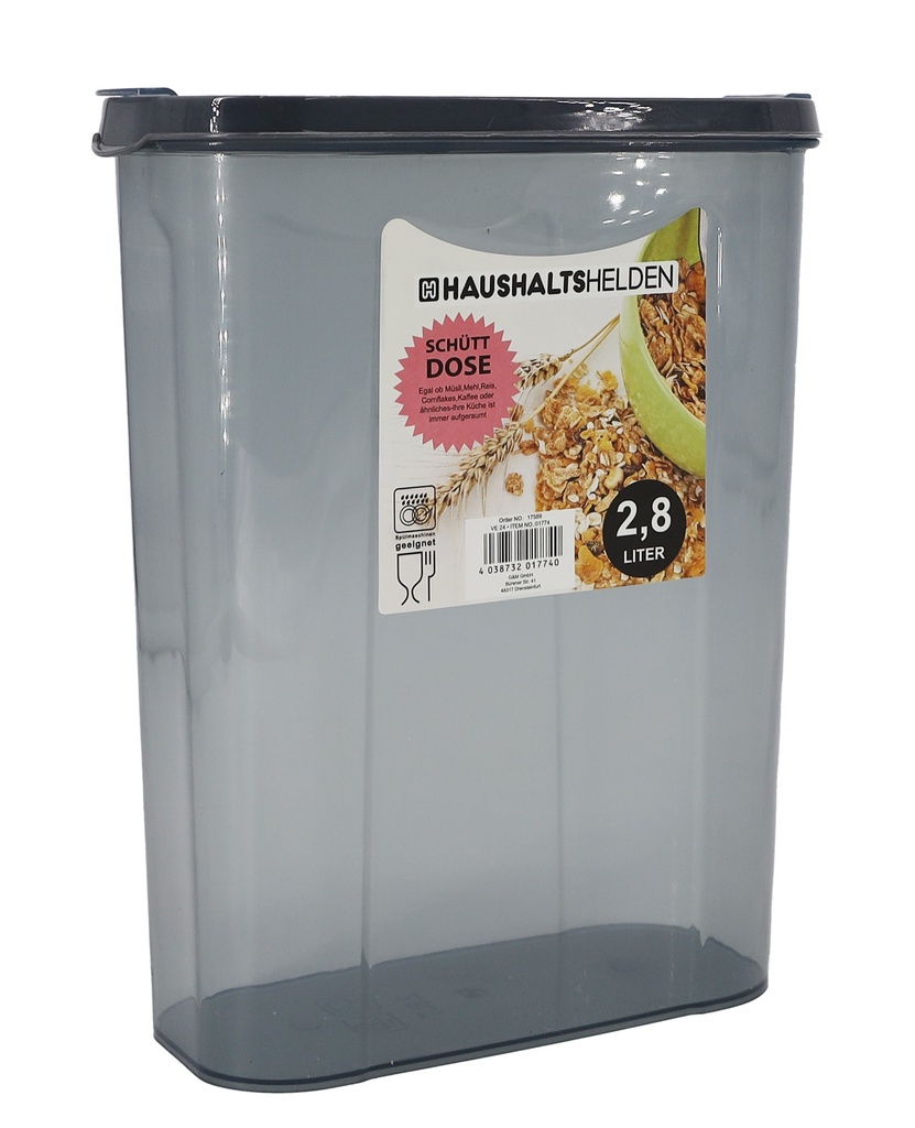 Frischhaltebox Schüttdose, 2,8 Liter, grau