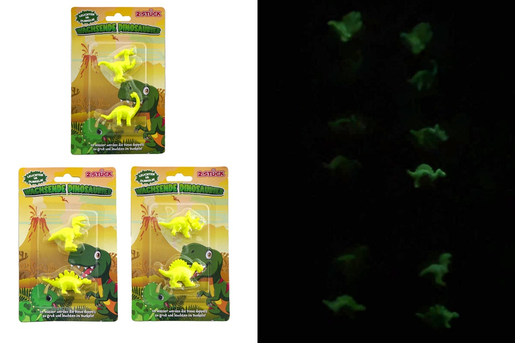 Spielzeug wachsender Dinosaurier "Glow in the Dark", 2er Set