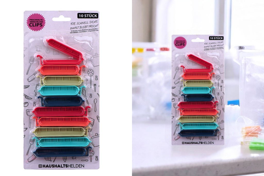 Frischhalte Verschlussclips bunt, 10er