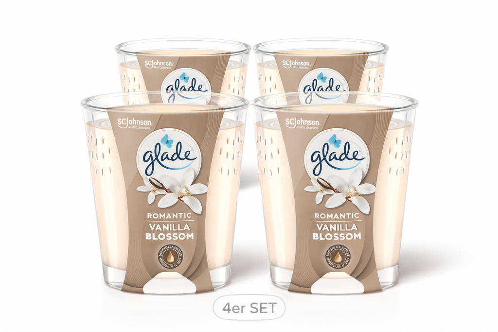 Glade Duftkerze Romantic Vanille Blossom (4er PACK!) 4x129g