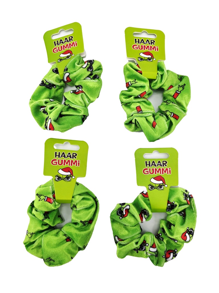 Samt-Haargummi Festtags-Muffel Ø 10 cm | 2 Designs | Lustiges Anti-Weihnachten-Haarband für Weihnachtsmuffel & witzige Geschenkideen