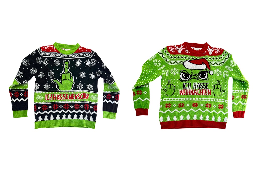 Strickpullover Herren Festtags-Muffel | 2 Designs | Größen M – XXXL | Lustiger Anti-Weihnachten-Pullover für Männer & Weihnachtsmuffel mit Humor