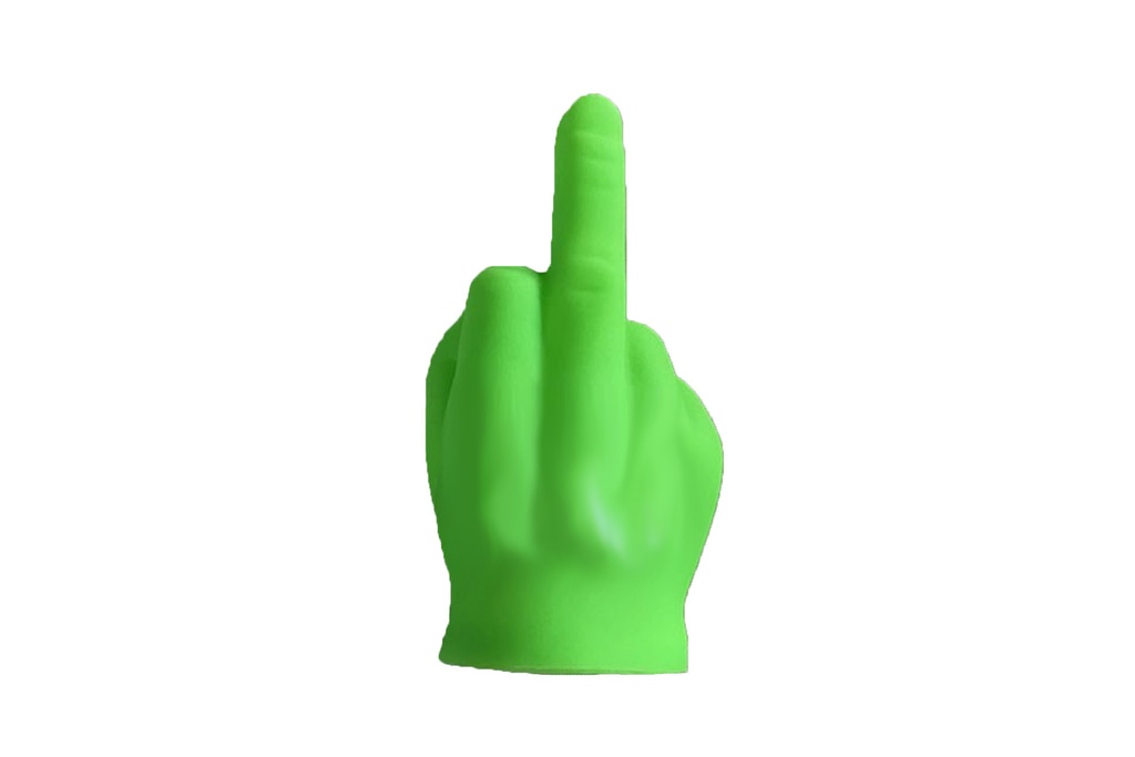LED Licht Mittelfinger Festtags-Muffel | 7 × 3 × 9 cm | Grün | Batterien inkl. | Lustige Anti-Weihnachten Deko für Weihnachtsmuffel & Humor-Fans