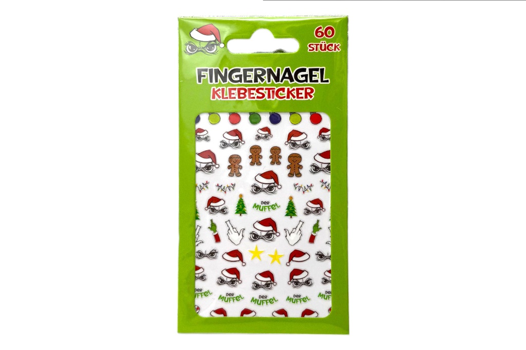 Fingernagel Klebesticker Festtags-Muffel | 60 Stück | Anti-Weihnachten Nail-Art Sticker | Lustige Nagelaufkleber für Weihnachtsmuffel & Beauty-Fans