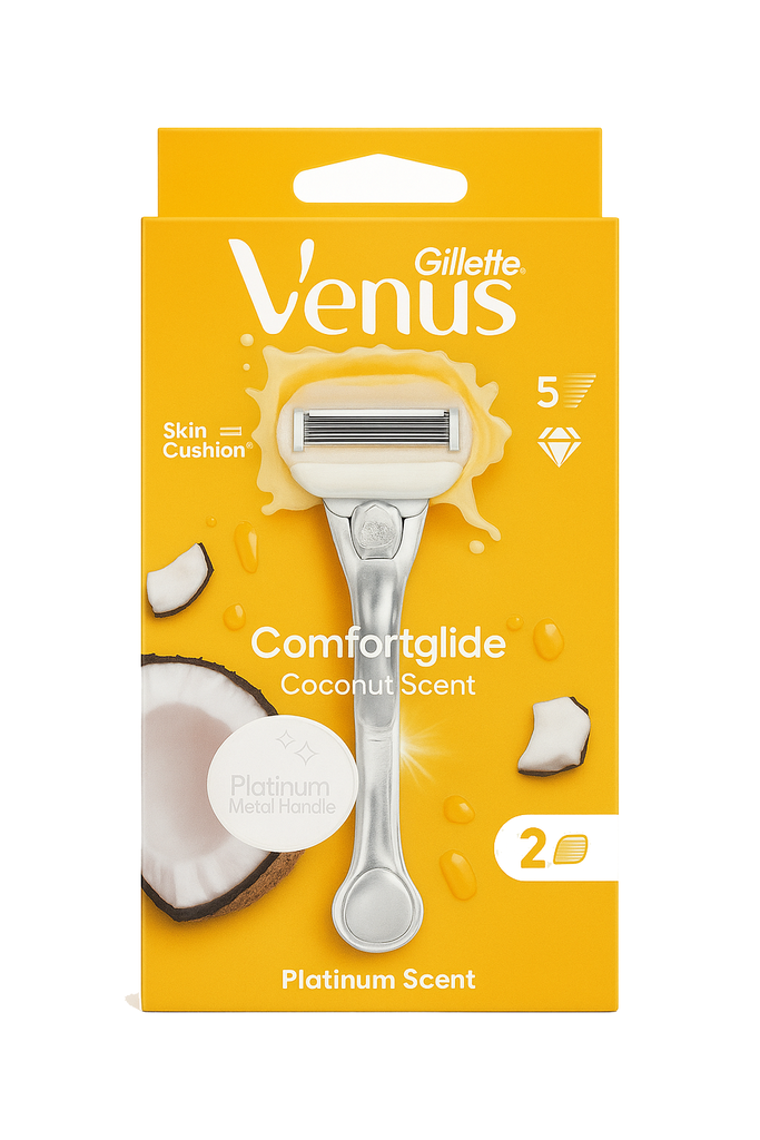 Gillette Venus Coconut Comfortglide Rasierer mit 2 Nachfüllern
