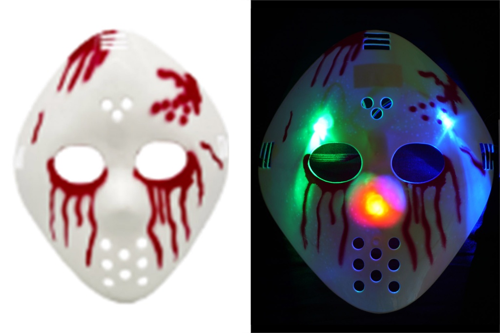 LED Halloween Maske "Bloody Men", 3 LEDs, 23x20,5cm, farbwechsel