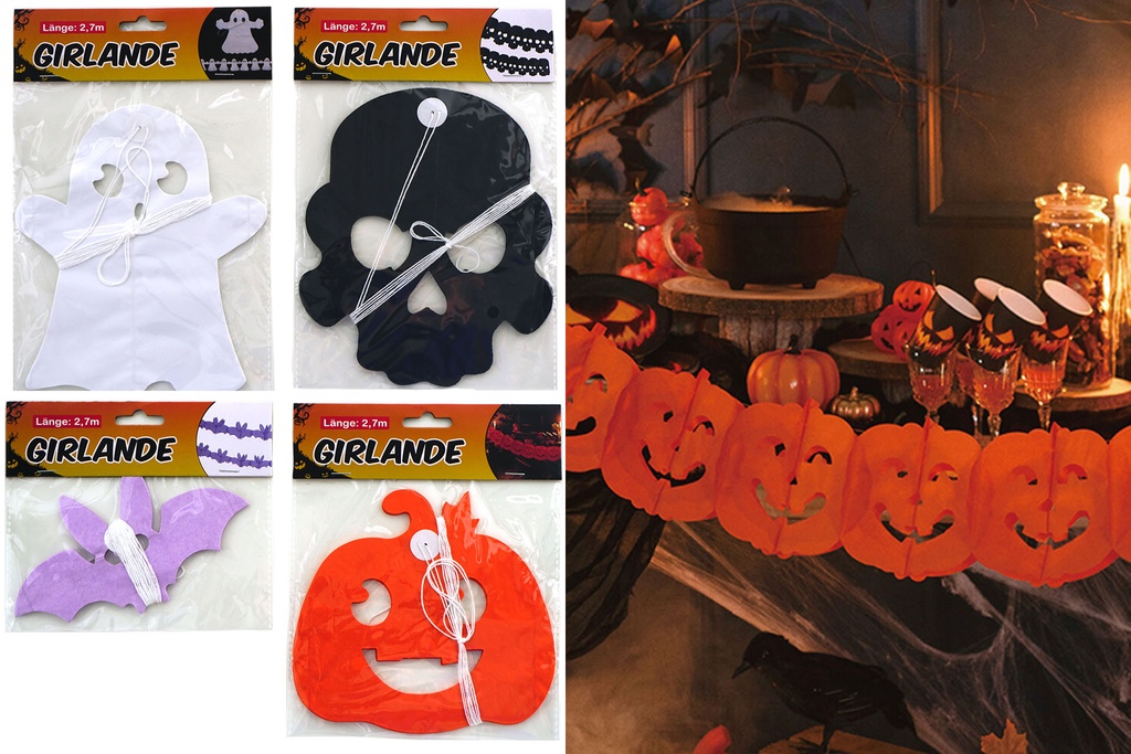 Girlande "Halloween", 4 Designs, 2,7m