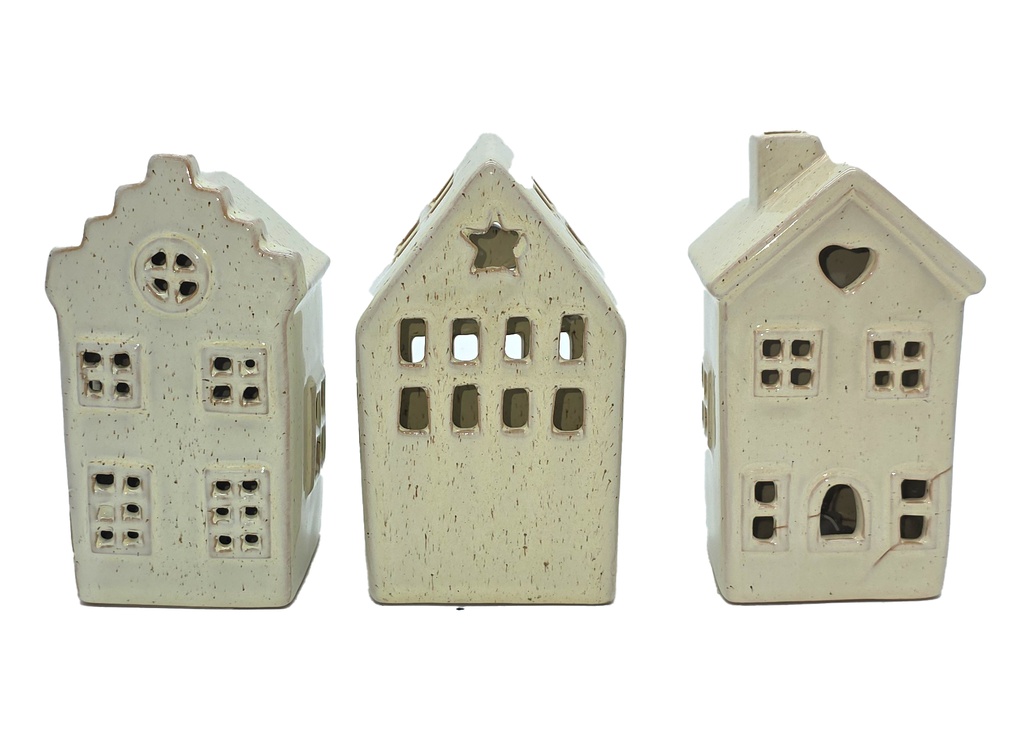 Weihnachts Dekohaus aus Steingut LED, H x 13 cm, 3 Modelle