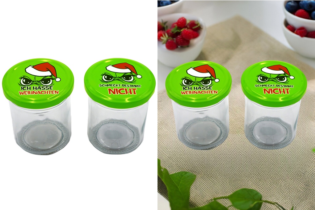 Einmachglas Einmachgläser Festtags-Muffel 200 ml – Lustiges Anti-Weihnachten Glas mit Schraubdeckel für Marmelade, Likör & Süßigkeiten | Geschenkidee & Wichtelglas für Weihnachtsmuffel