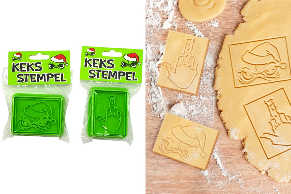 Ausstechformen & Keksstempel Festtags-Muffel Ø 5 cm | 2 Designs | Lustige Keksformen für Weihnachtsmuffel & Wichteln | Anti-Weihnachten | Kunststoff lebensmittelecht